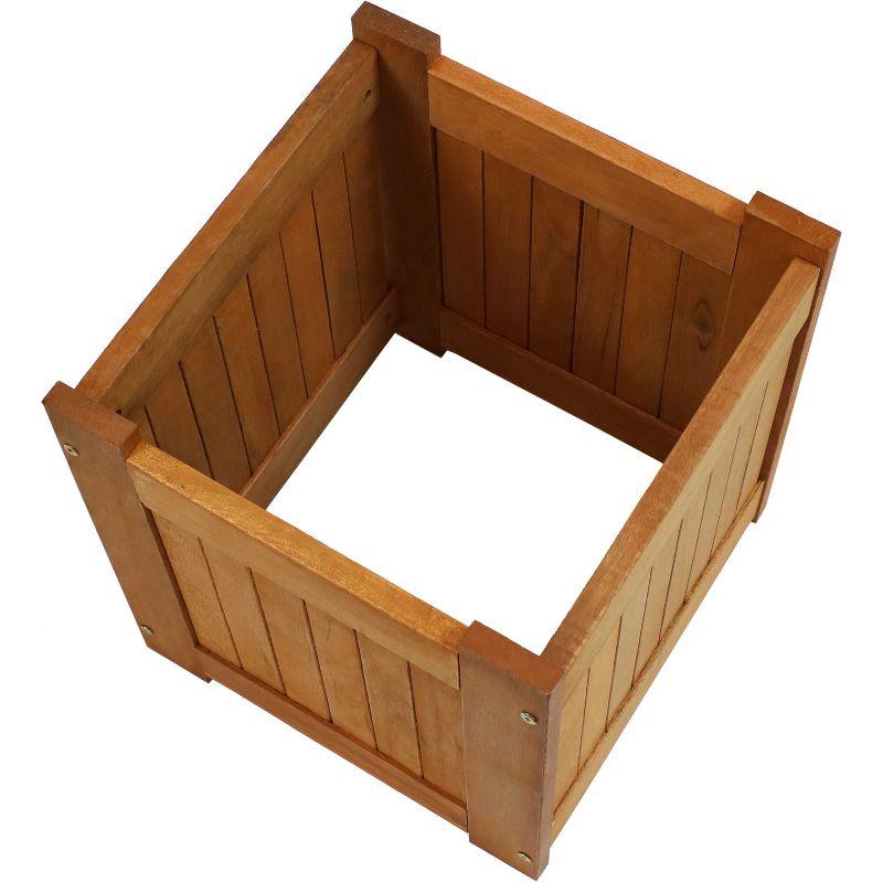 Sunnydaze Outside Meranti Wood Outdoor Planter Box with Teak Oil Finish for Garden, Porch and Patio  - 16" Square