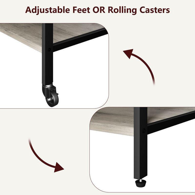 Large Printer Stand, 4 Tier Mobile Printer Table with Storage Shelf, Rolling Printer Stand with Wheels for Office Home