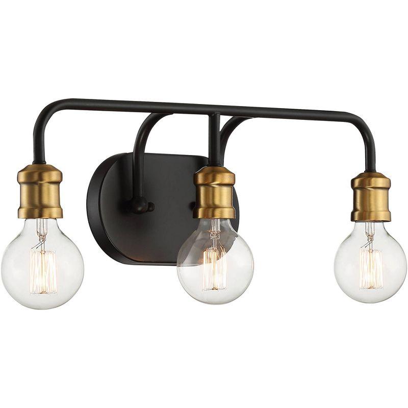 Aras Sleek Industrial Wall Light Black Brass 20" 3-Light Fixture