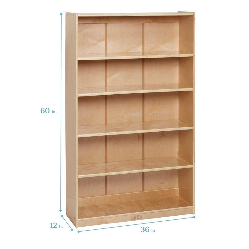 Adjustable Classic Birch Bookcase for Kids, 60in, Natural Brown