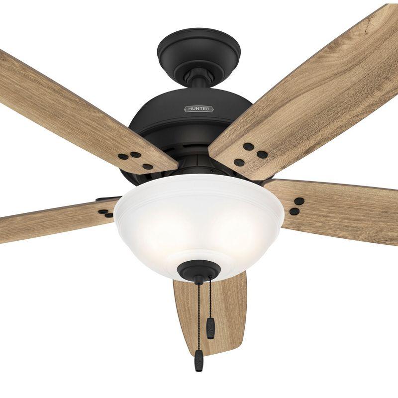 Rustic 60" Matte Black Ceiling Fan with LED Light & WhisperWind Motor