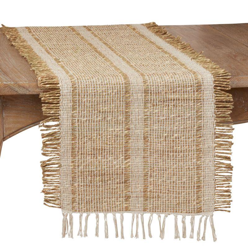 Natural Asiatic Grass and Cotton Fringed Table Runner