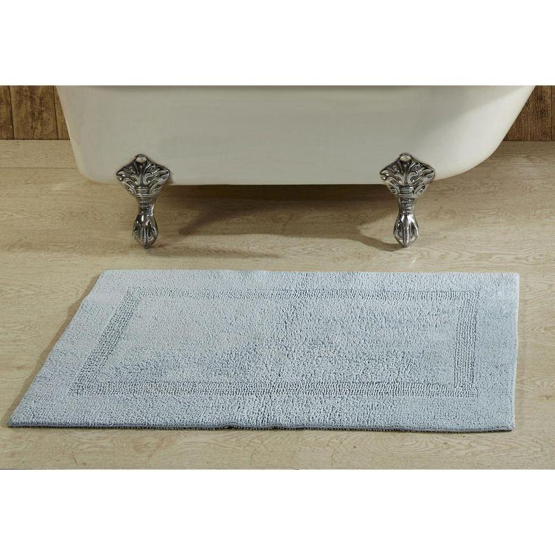 Better Trends Lux 100% Cotton Tufted Solid Reversible Bath Rug 24" x 40" Rectangle - Blue