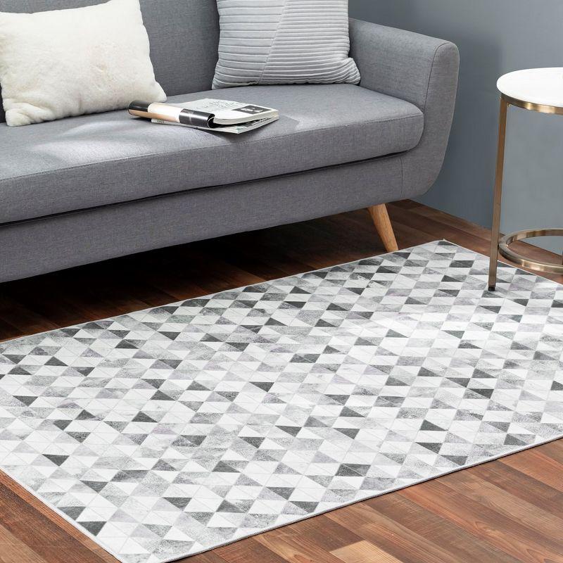 Diamond Mosaic Gray Faux Cowhide 4' x 6' Area Rug