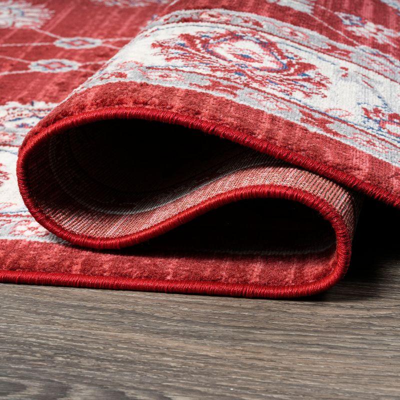 6' x 6' Modern Persian Vintage Moroccan Traditional Area Rug, Red/Ivory - JONATHAN Y