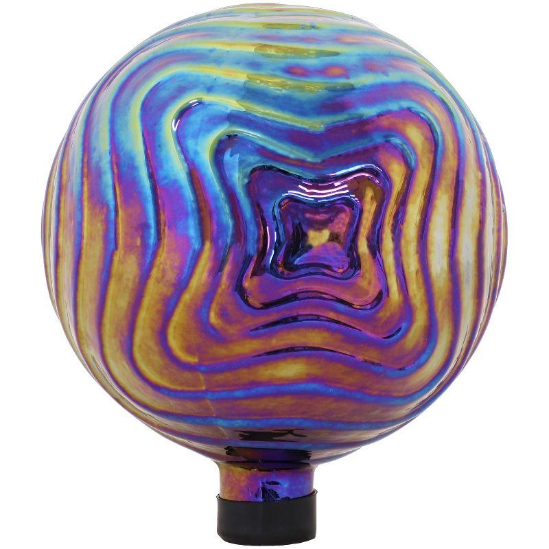 Iridescent Blue and Gold Rippled Glass Gazing Globe