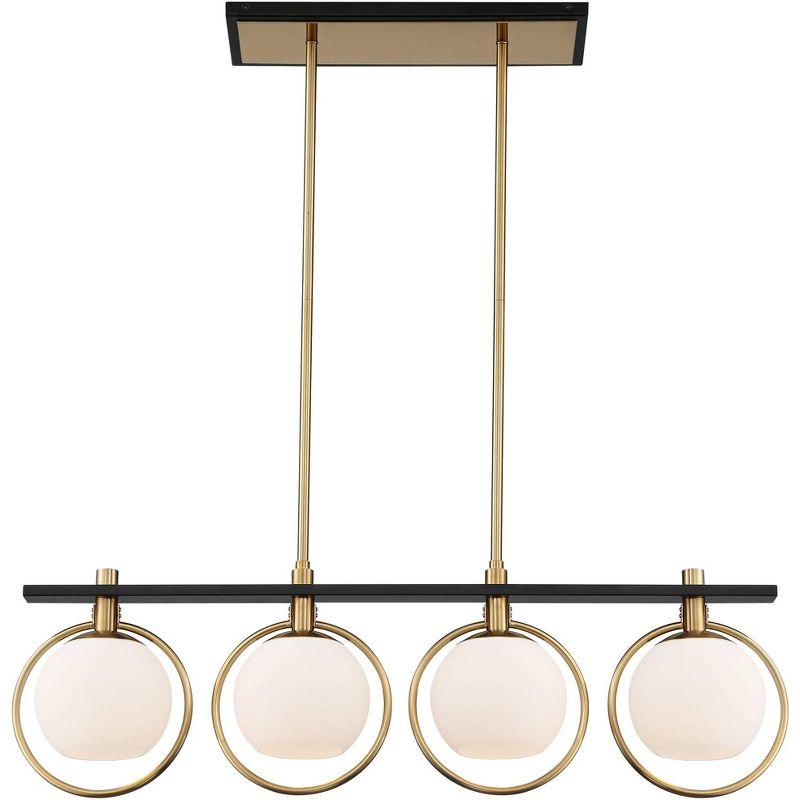 Carlyn 36" Brass and Black Glass LED Island Pendant Light