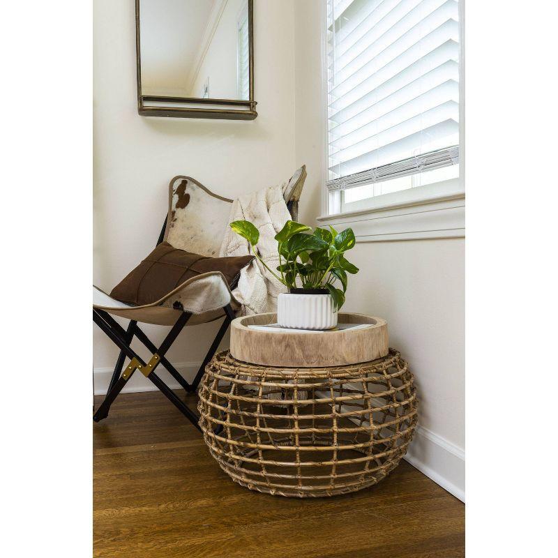 Storied Home Paulownia Wood Hand-Carved Tray - Unique Centerpiece, Coffee Table Accessory