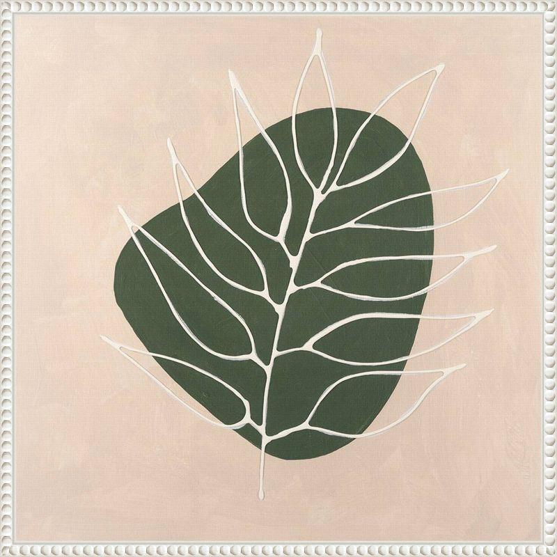 Peace Offering IV Green Leaf Abstract Canvas Wall Art with White Frame