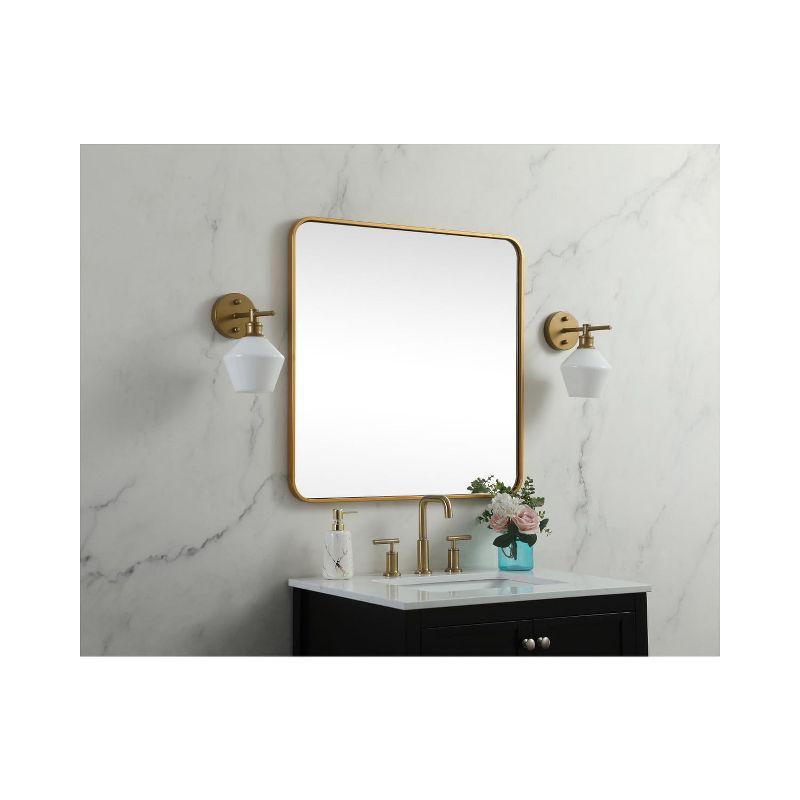 Elegant Lighting Soft corner metal square mirror 30x30 inch in Brass