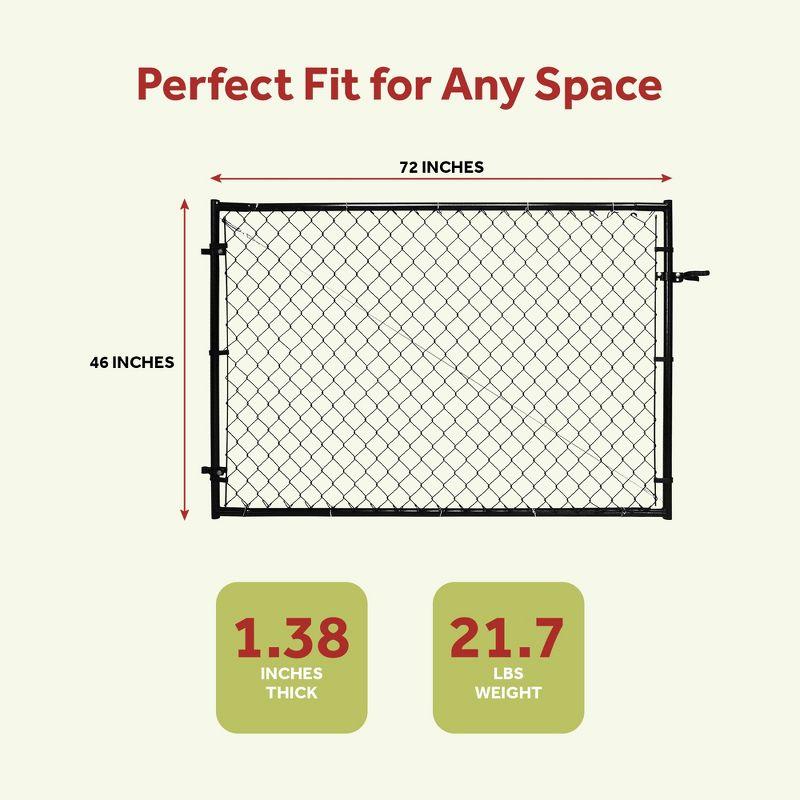 Black Adjustable Chain Link Walk-Thru Gate Kit with Steel Frame