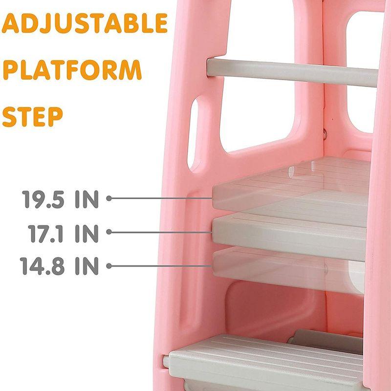 SDADI PLT01PK Children's Plastic Learning Step Stool with 3 Adjustable Heights