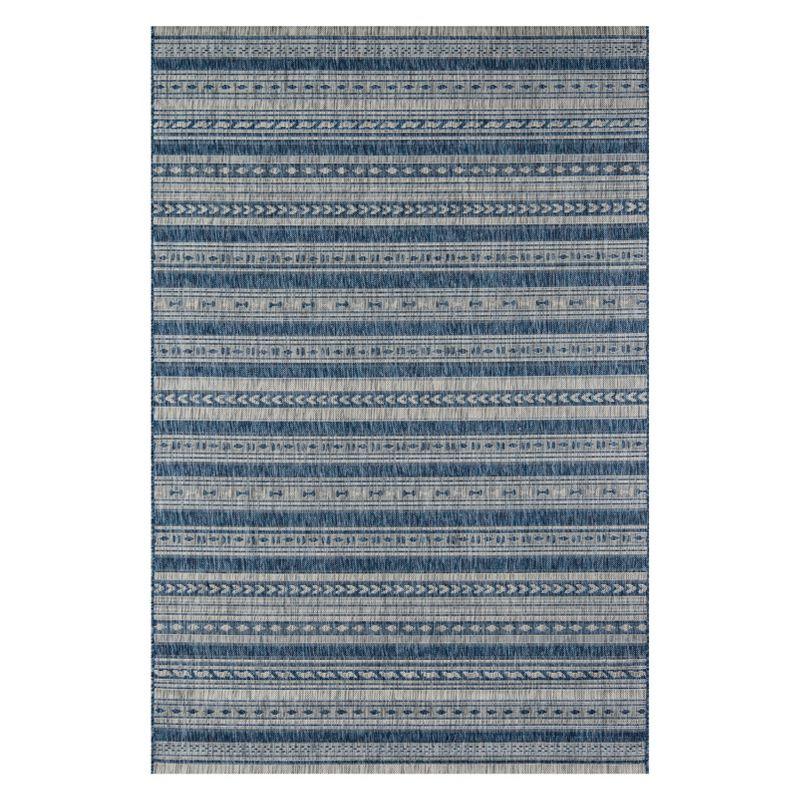6'7"x9'6" Fair Isle Design Loomed Area Rug Blue - Novogratz By Momeni: Indoor Outdoor, Low Pile, Machine Made