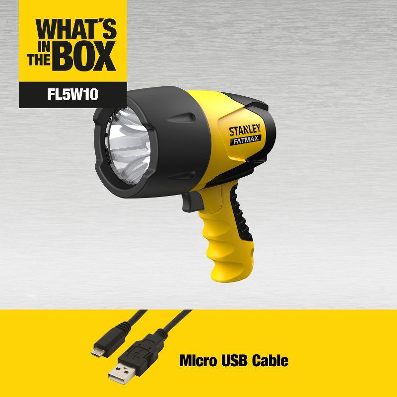 Stanley Tools FATMAX® Waterproof 520-Lumen Rechargeable LED Spotlight, FL5W10 in Yellow