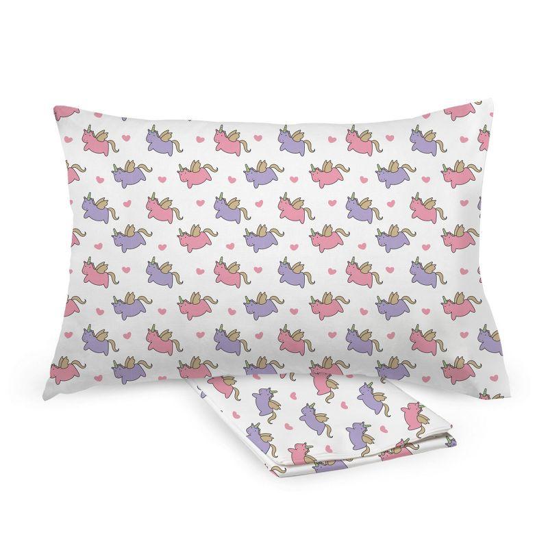 BreathableBaby Cotton Percale Pillowcase, For 13" x 18"/33 x 46 cm Toddler Pillow, Unicorns (2-Pack)