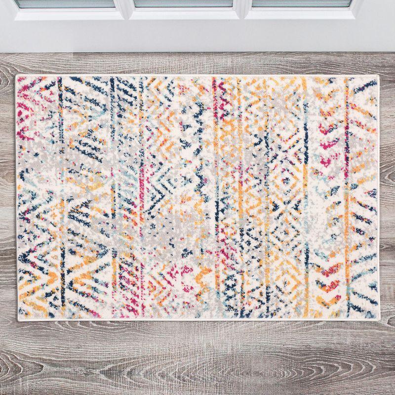 Bohemian Geometric Multi 2'x3' Reversible Synthetic Rug