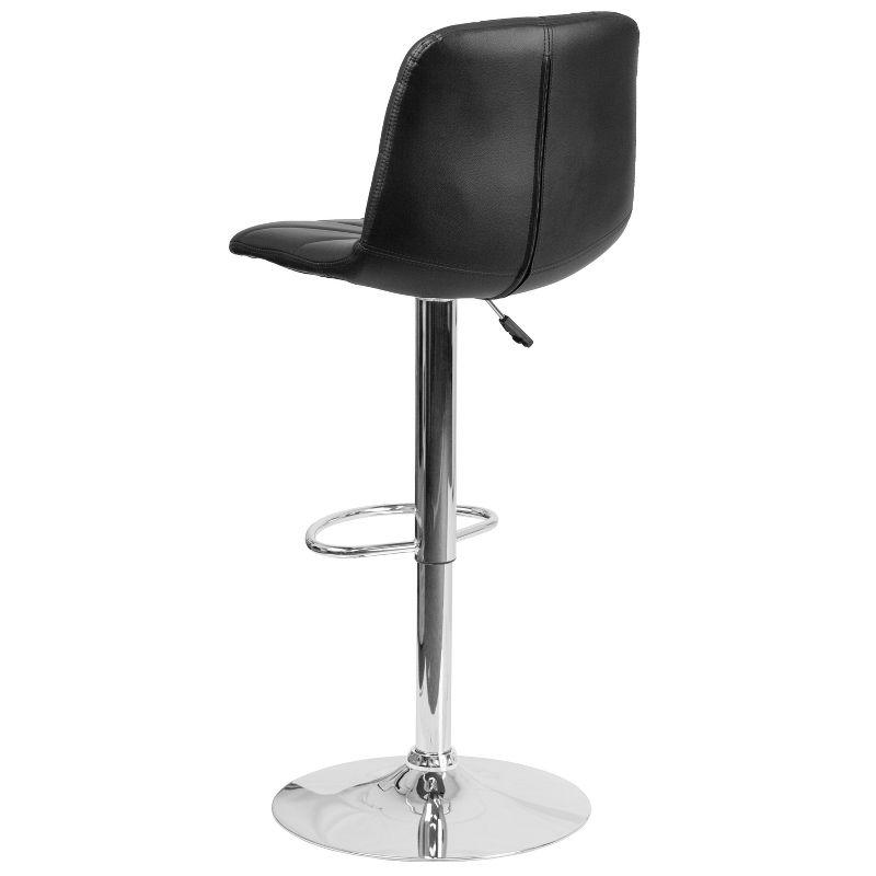 Contemporary Black Vinyl Swivel Barstool with Chrome Base and Adjustable Height