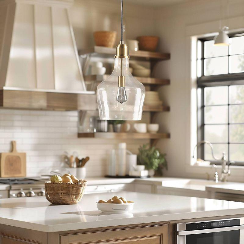 Ink+Ivy 13"x93" Auburn Bell Shaped Hanging Glass Simple Industrial Pendant Light