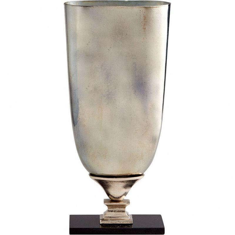 Gray and Silver Glass Decorative Table Vase, 22 Inch