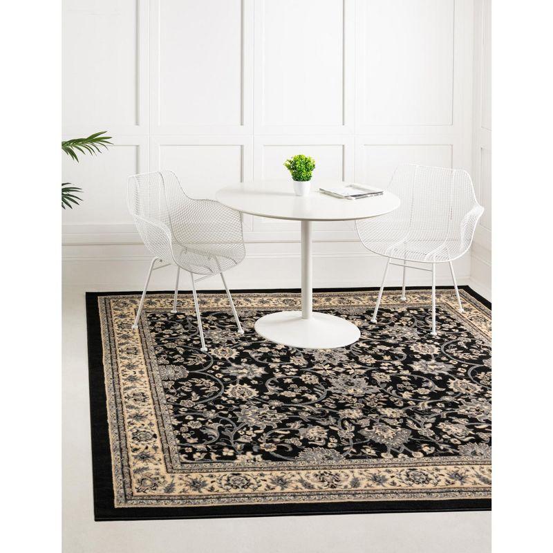 Elegant Black Square Synthetic Easy-Care Rug