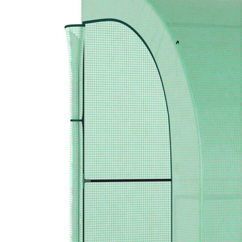 Outsunny 118" x 59" x 83.75" Outdoor Walk-In Greenhouse, Plant Nursery with Roll-up Window, PE Cover, and 3-Tier Wire Shelves, Green
