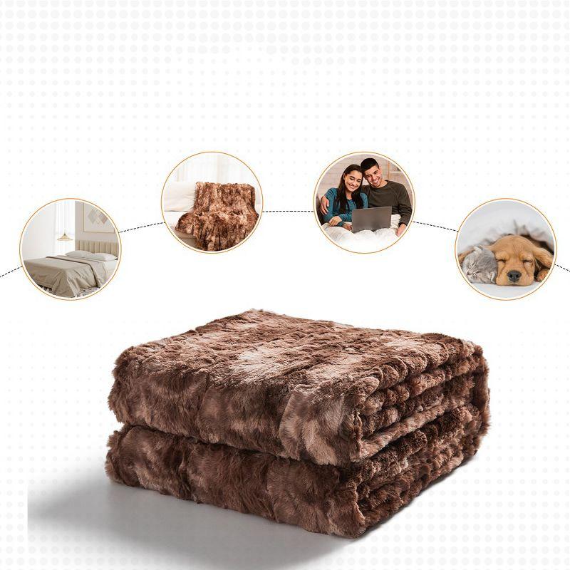 Cheer Collection Ultra Soft Faux Fur Throw Blanket - Brown