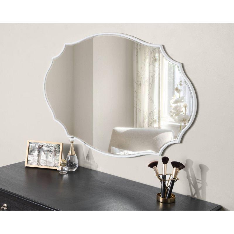 24" x 36" Leanna Scallop Wall Mirror White - Kate & Laurel All Things Decor: Modern Oval Framed, No Assembly Required