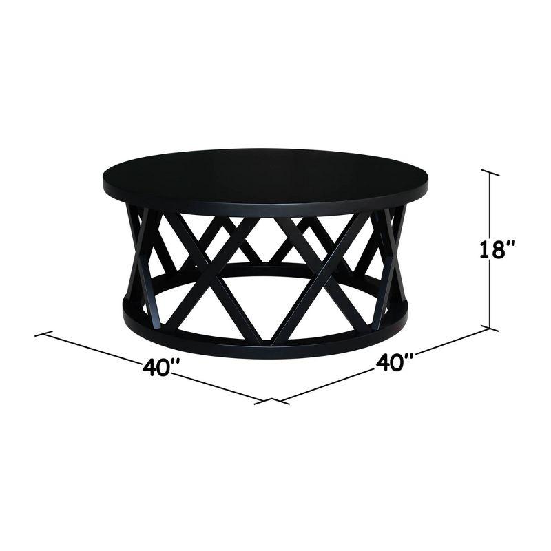 40" Ceylon Round Coffee Table Black - International Concepts: Hardwood Frame, Spot Clean, 18" Height