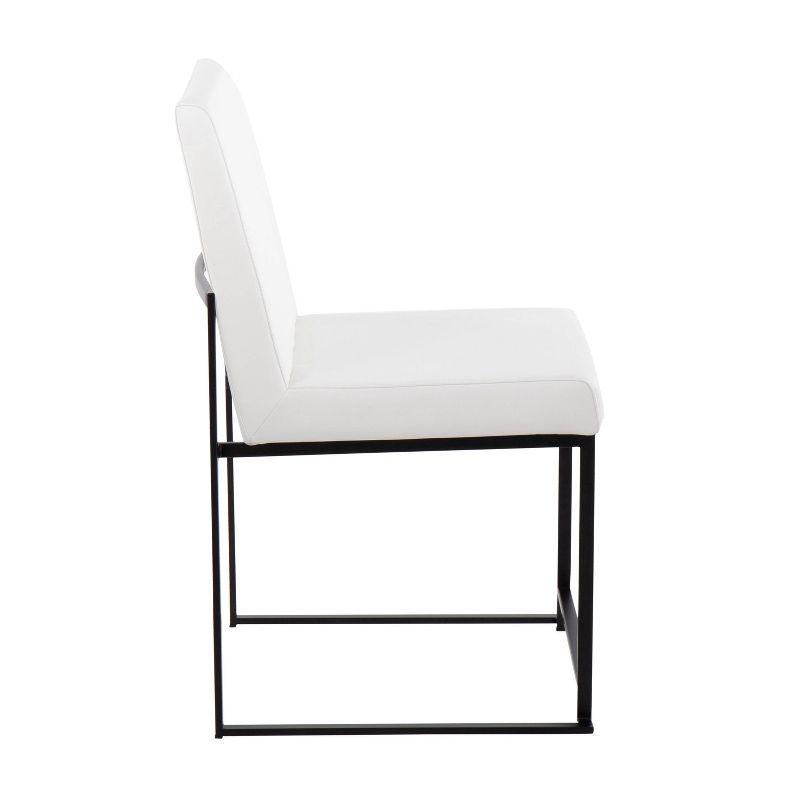 Fuji High Back Contemporary White Faux Leather Side Chair with Black Steel Frame