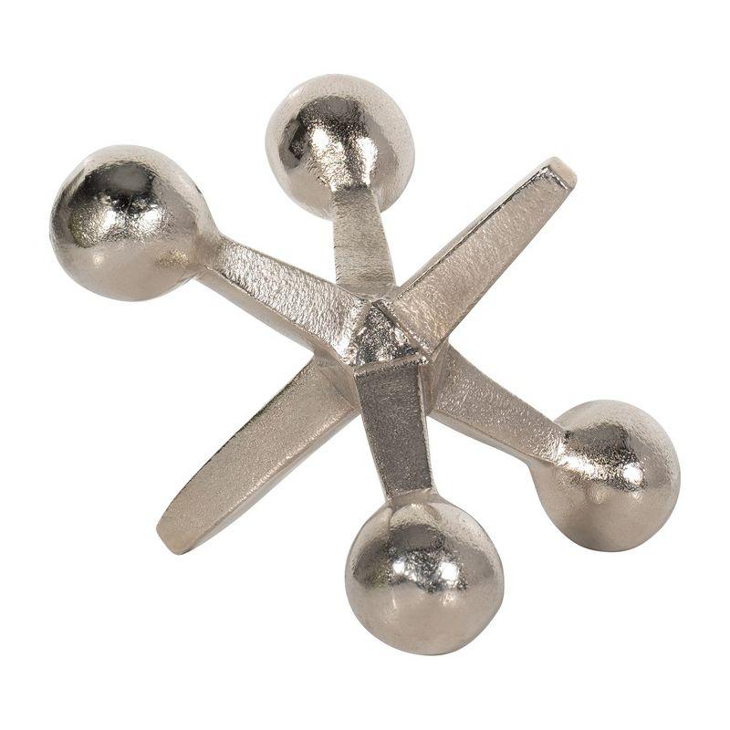 Sagebrook Home Creative Metal Jacks Sculpture for Room, Bedroom or Office Decor, Aluminum, Silver 7 L x 5 W x 5 H Inches