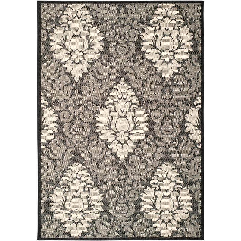 Courtyard CY2714 Power Loomed Indoor and Outdoor Area Rug - Black/Sand - 6'7"x9'6" - Safavieh