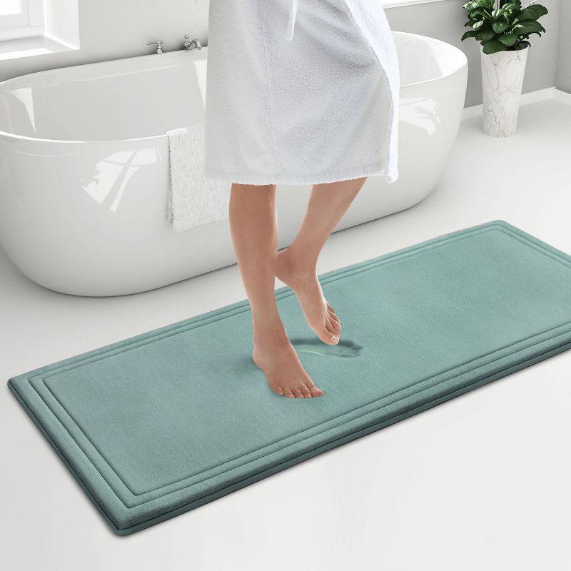 MICRODRY Quick Drying Framed Memory Foam Bath Mat/Runner with Skid Resistant Base