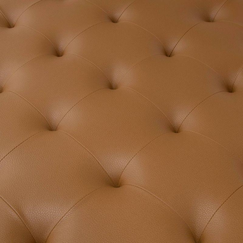 Camber Large Tufted Brown Leather Cocktail Ottoman