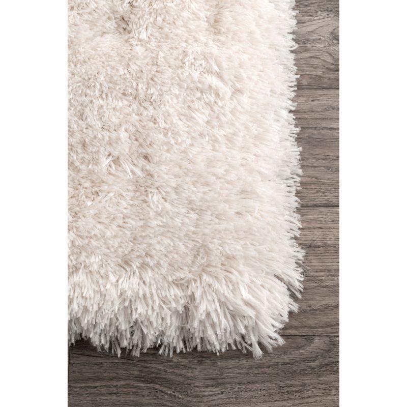 4'x6' Hand Tufted Kristan Shag Area Rug Ivory - nuLOOM: Contemporary High Pile, Skid-Resistant, Indoor Use