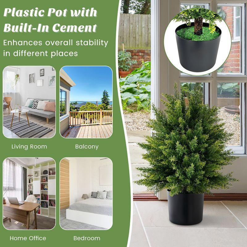 Costway 22'' Artificial Cedar Topiary Ball Tree 2-Pack Faux Shrub Bush Trees for Decor