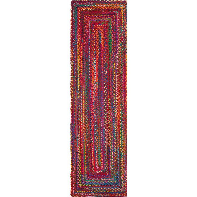 Handwoven Reversible Cotton Braided Rug in Red - 27"x19"