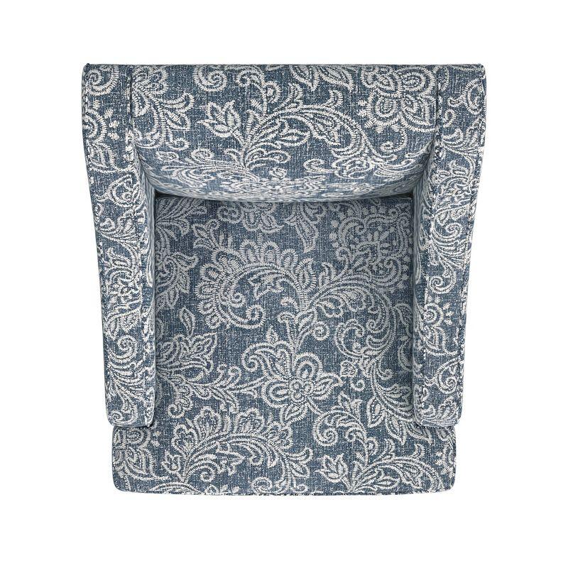 Classic Swoop Arm Chair Jacobean Print Denim - HomePop: Upholstered Polyester, Foam Fill, Hardwood Frame