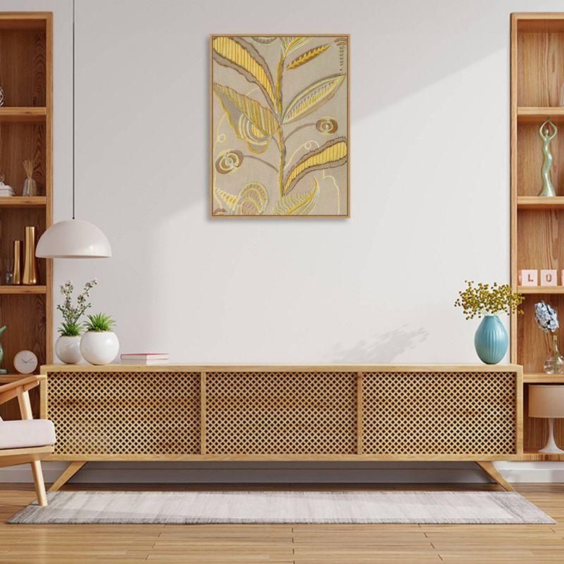 Amanti Art 23" x 30" Delicate Deco Plant Pattern IV by Baxter Mill Archive Framed Canvas Wall Art Print: Modern Style, Polystyrene Frame