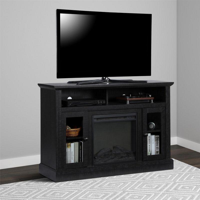 Ameriwood Home Chicago Electric Fireplace Space Heater TV Console for TVs up to a 50", Black Oak