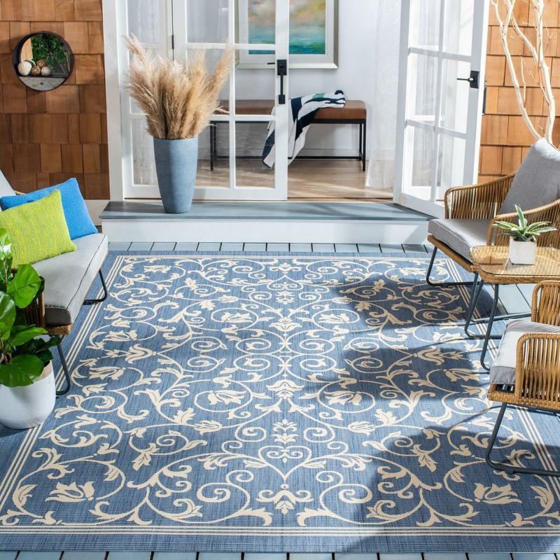 Courtyard CY2098 Power Loomed Indoor and Outdoor Area Rug - Blue/Natural - 9'x12' - Safavieh