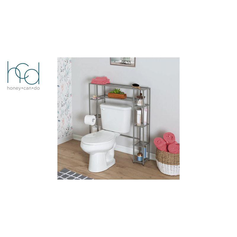 Honey-Can-Do 5-Tier Over the Toilet Steel Storage Shelf Silver: Space Saver, Fixed Shelves, Anti-Tip Design