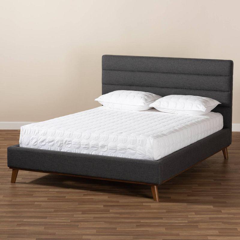 Queen Gray Velvet Upholstered Tufted Platform Bed with Wood Frame