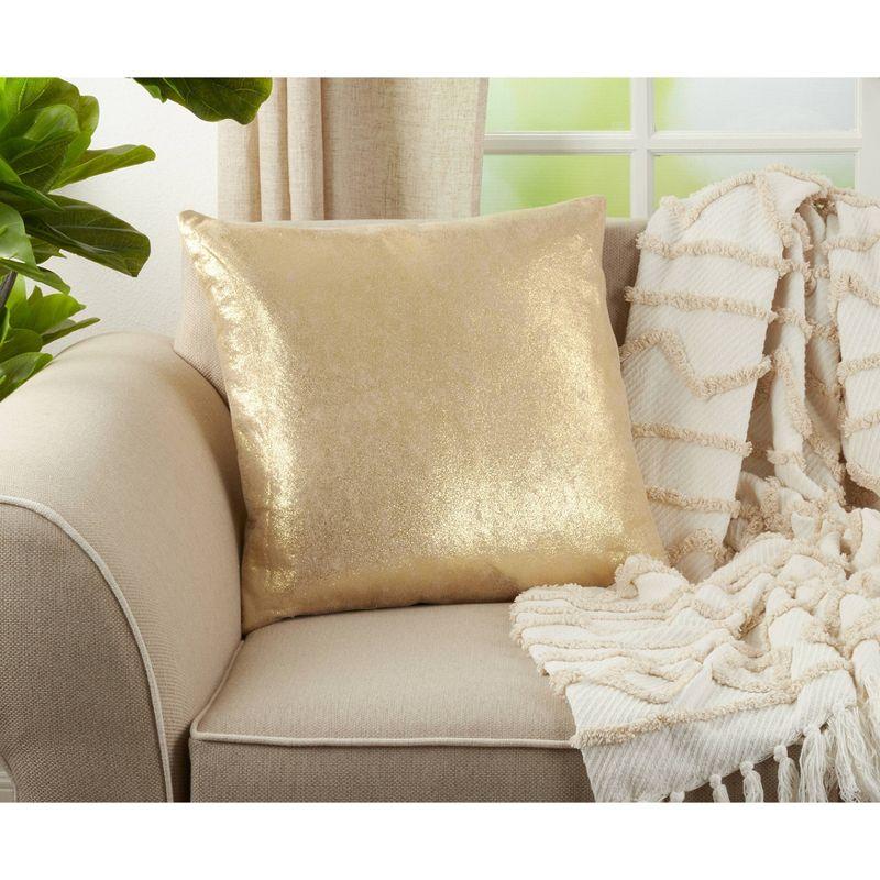 20"x20" Shimmering Metallic Design Down Filled Throw Pillow - Saro Lifestyle