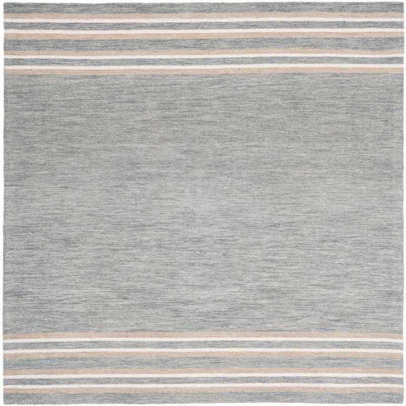 Grey and Brown Hand-Tufted Wool 6' x 6' Square Area Rug