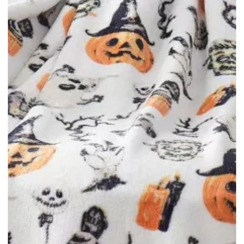 Kate Aurora Halloween Spooky Ghosts & Frankensteins Ultra Soft & Plush Oversized Accent Throw Blanket