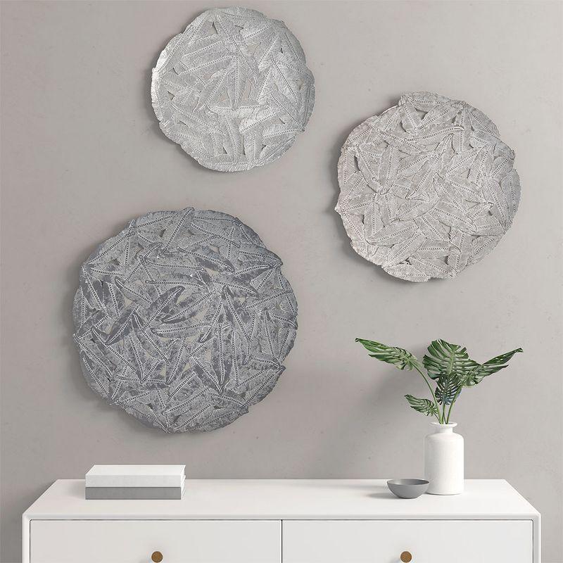 Dakota Fields Textured Feather 3-Piece Metal Disc Wall Decor Set