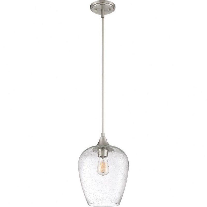 Transitional Seeded Glass Mini Pendant with Brushed Nickel Finish