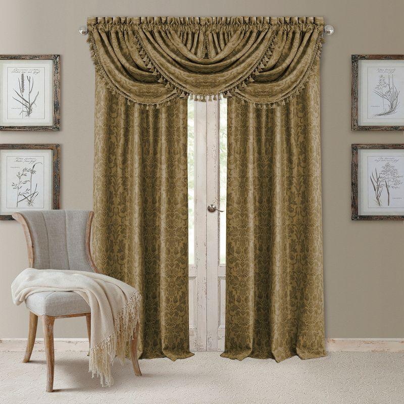 Antonia Blackout Window Curtain Panel - 52" x 95" - Antique Gold - Elrene Home Fashions