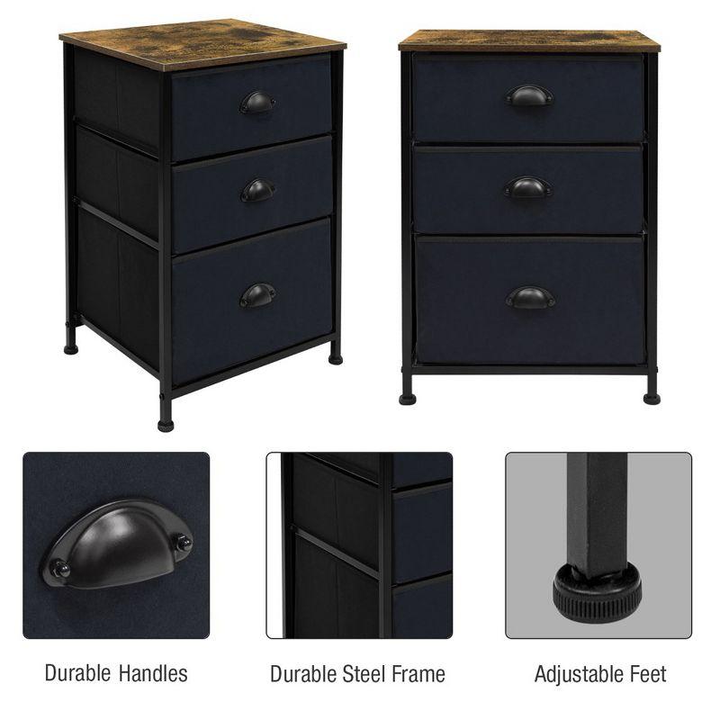 Sorbus 3  Drawers - Steel Frame, Wood Top & Easy Pull Fabric Bins - Perfect for Home, Bedroom, Office & College Dorm