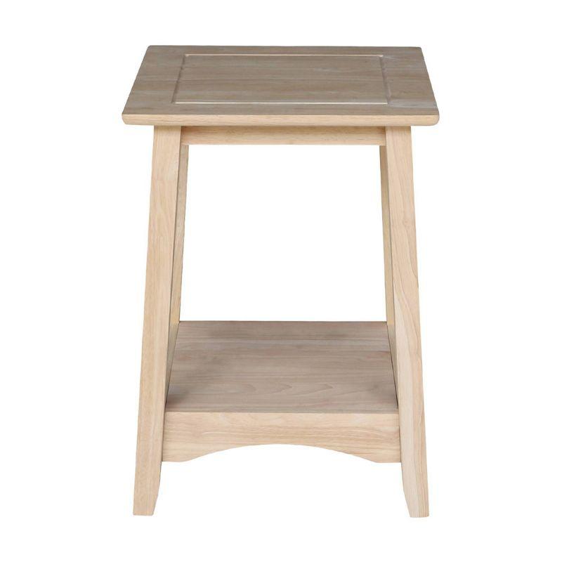 Bombay Tall End Table Unfinished - International Concepts: Hardwood, Square, Fixed Shelf